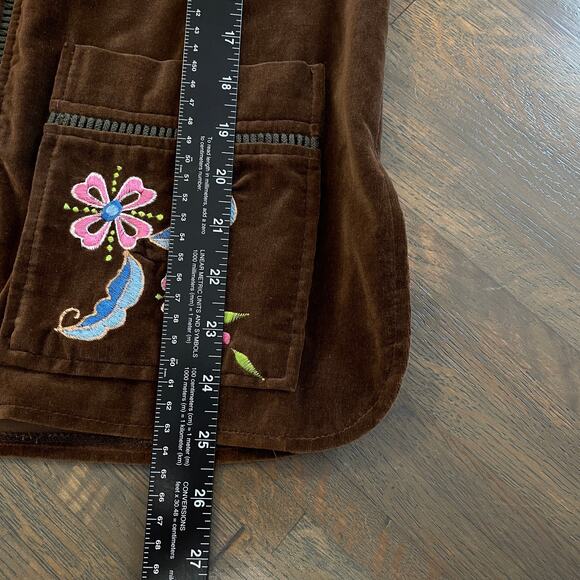 VTG Begies Way Vintage Brown Corduroy Embroidered Floral Jacket Women’s 12 - Picture 10 of 11